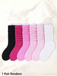 6 Pairs Women's Slouch Socks/Loose Socks, Boot Socks, Affordable Y2K Style Cute Sporty Accessory Gift, Unisex, Women's Socks, Gift (Optional 1/3/6 Pairs), Pink - Set a - View 9