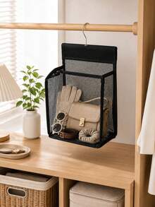 1pc Hanging Mesh Bathroom Storage Basket With Metal Hook, Breathable Mesh Shower Caddy For Toiletries, Accessories, Toys, Towels And Daily Essentials - Multicolor - View 6