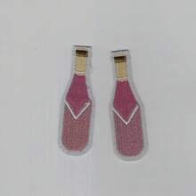 Champagne Bottle Pattern Iron-On Embroidery Patch - Fun Design - Easy To Sew Or Iron, Durable Fabric Badge, Suitable For Personalized Jackets, Bags, DIY Crafts And More - Ironing Style - View 9
