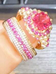 Gmzalx Glamorous Shiny Round Red Halo Fashion Set, Perfect For Anniversary And Birthday Gifts - Red - View 14