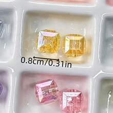 72pcs AB Color Faceted Sugar Cube Acrylic Beads, Iridescent Multi-Cut Square Straight Hole Beads For Diy Bracelets Keychains Handmade Craft Supplies - Multicolor - View 3