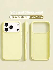 VRNOEI 新款奢華軟質淡黃色防震手機殼，適用於 iPhone 17 16 15 Pro 14 Plus 13 12 11 17 Pro Max Air，保護套，時尚設計，高品質吸震材質 - 淺黃色 - 查看 1