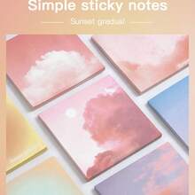 100 piezas de notas adhesivas de color degradado, estilos aleatorios, cada hoja se desvanece de rosa neblina a nube púrpura, adecuadas para cuadernos y diarios - A - Ver 5