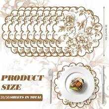 20/50Pcs 13.5 Inch Orange Autumn Harvest Floral Border Placemats, Disposable Tea Party Placemats, Suitable For Table Setting, Event Party, Wedding, Wedding Banquet, Birthday Decoration - View 12