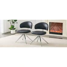 Modern Minimalist Swivel Chair Set (2-Piece)/Dining Chairs With PU Leather Upholstery/Dining Chairs With Metal Frame/360° Swivel/Suitable For Office And Living Room - Black + Silver - View 11