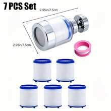 7pcs/Set Kitchen Faucet Filter Aerator, With 5 Replacement Filters And 1 Roll Of Sealing Tape, Soft Water Flow Anti-Splash, Fits Most Kitchen Faucets, Easy Installation, Essential Accessory For Washing Vegetables And Dishes At Home - Multicolor - View 3
