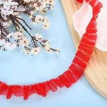 2碼白色經典荷葉邊蕾絲緞帶，寬2cm，聚酯纖維材質，適合婚禮及其他正式場合，柔軟透氣、易於使用，裝飾性強且百搭（粉色、黃色、黑色、藍色、紫色、紅色） - 2碼 - 查看 8