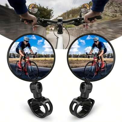 2 pièces Rétroviseurs de vélo antichoc et incassables, miroir convexe grand angle avec angle de rotation réglable, installation rapide avec clip et poignée en silicone, rétroviseur grand angle universel pour vélos de montagne et vélos électriques
