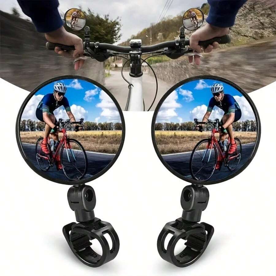 2Pcs Shockproof & Shatterproof Cycling Rearview Mirrors, Wide-Angle Convex Mirror With Adjustable Rotation Angle, Quick-Release Clip Installation Silicone Handle Rearview Mirror, Universal Wide-Angle Rearview Mirror For Mountain Bikes And Electric Bicycles