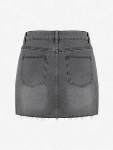 2026 Herbst Y2K Stil Damen Mid-To-Low Waist Sexy Mini Denim Rock Lässig Sommer - Dunkelgrau - Übersicht 7