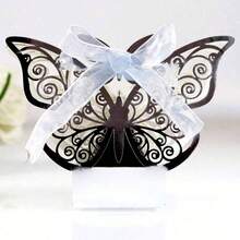 25 Stück Schmetterling Lasergeschnittene Geschenkboxen DIY Hochzeit Geburtstag Geschenk Süßigkeitenboxen mit Schleife, süße Schokoladenverpackungsboxen, geeignet für Hochzeit, Braut Geburtstagsparty Gastgeschenke, Dekorationen, Schulanfang, Valentinstag - Mehrere Stile - Übersicht 21