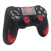 Crimson Bio Hazard Contamination Warning Controller Skin Cover For Playstation 4 Controller, RALAN 1 Controller Protector Case+2 Customised Thumb Grips Caps+Customised Stickers - View 10