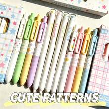 4pcs Polka Dot/Solid Color/Star Pattern Retractable Neutral Pens, Ins Style, Quick-Drying Black Ink Pens For Students And Exams - Little Pudding Pen - View 3