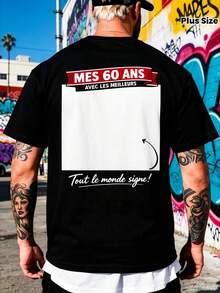 60. Birthday Gift For Man 60 Years Old 1966 Funny Decorative Gift T-Shirt - Printed Men's T-Shirt -  Streetwear - 100% Cotton Short Sleeve - Cas - Black - View 1