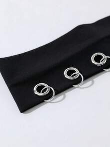 2pcs/Set Fashion Punk Gothic Style Hairband, Soft Non-Slip Elastic Eyelet Hollow Out Beach, Holiday Headband, Elastic Yoga Sports Hairband, Versatile For Daily Wear And Multiple Occasions - 黑色 - 查看 5