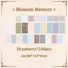 60pcs/Pack Vintage Floral Decorative Scrapbook Paper, DIY Collage Memo Pad - Multicolor - View 13