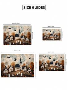 1pc Frameless Vintage Spooky Halloween City Wall Art Print, Whimsical Witch & Ghost Decor For College Dorm, Party, Bedroom, Gift - Witch - View 8