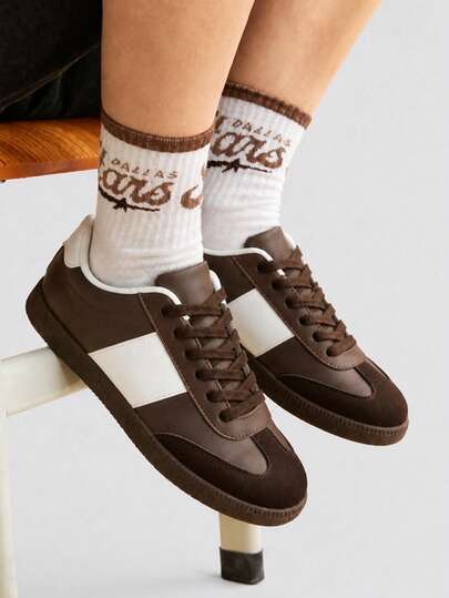 TCVC Women's Spring/Autumn 2026 New Thin Casual Flat Soft Sole Patchwork Color Sports Shoes