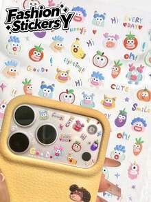 1 pièce Autocollant en résine style Ins, décalcomanie auto-adhésive amusante de petit monstre avec expression de fruits & légumes, petit monstre de dessin animé mignon avec design d'expression de légumes & fruits, autocollant décoratif DIY compatible avec coque de téléphone (inclut film d'objectif compatible 17 Pro Max) / matériel de papeterie, matériel de planification, idéal pour usage personnel et ambiance - Autocollants de papeterie de dessin animé 1 - Voir 1