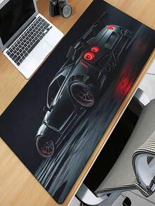 4 Sizes Matte Black Modified Sports Car Large Gaming Mouse Pad, Smooth Fabric Non-Slip Rubber Base Waterproof Stain Resistant Precision Stitched Edge Desk Mat For Laptop PC Office Game - View 1