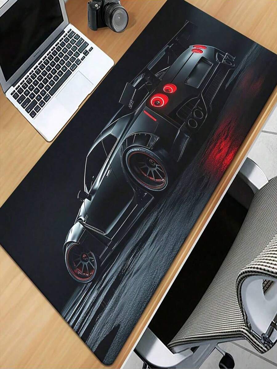 4 Sizes Matte Black Modified Sports Car Large Gaming Mouse Pad, Smooth Fabric Non-Slip Rubber Base Waterproof Stain Resistant Precision Stitched Edge Desk Mat For Laptop PC Office Game - View 1