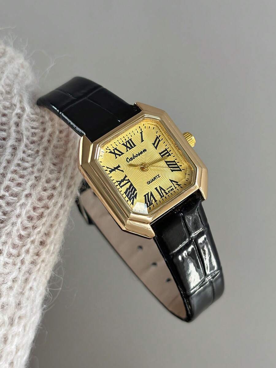 1pc Women's Quartz Watch, Fashionable Retro Exquisite, Suitable For Daily Wear, Birthday/Graduation Gift - Black - View 1