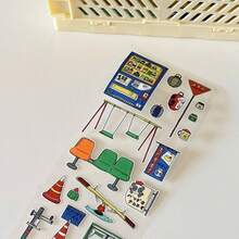 35cm/Loop Cute Japanese Retro Street Corner Facility Glitter PET Die-Cut Sticker For DIY Goo Card Journal Scrapbooking Photo Card Supply - Black - View 5