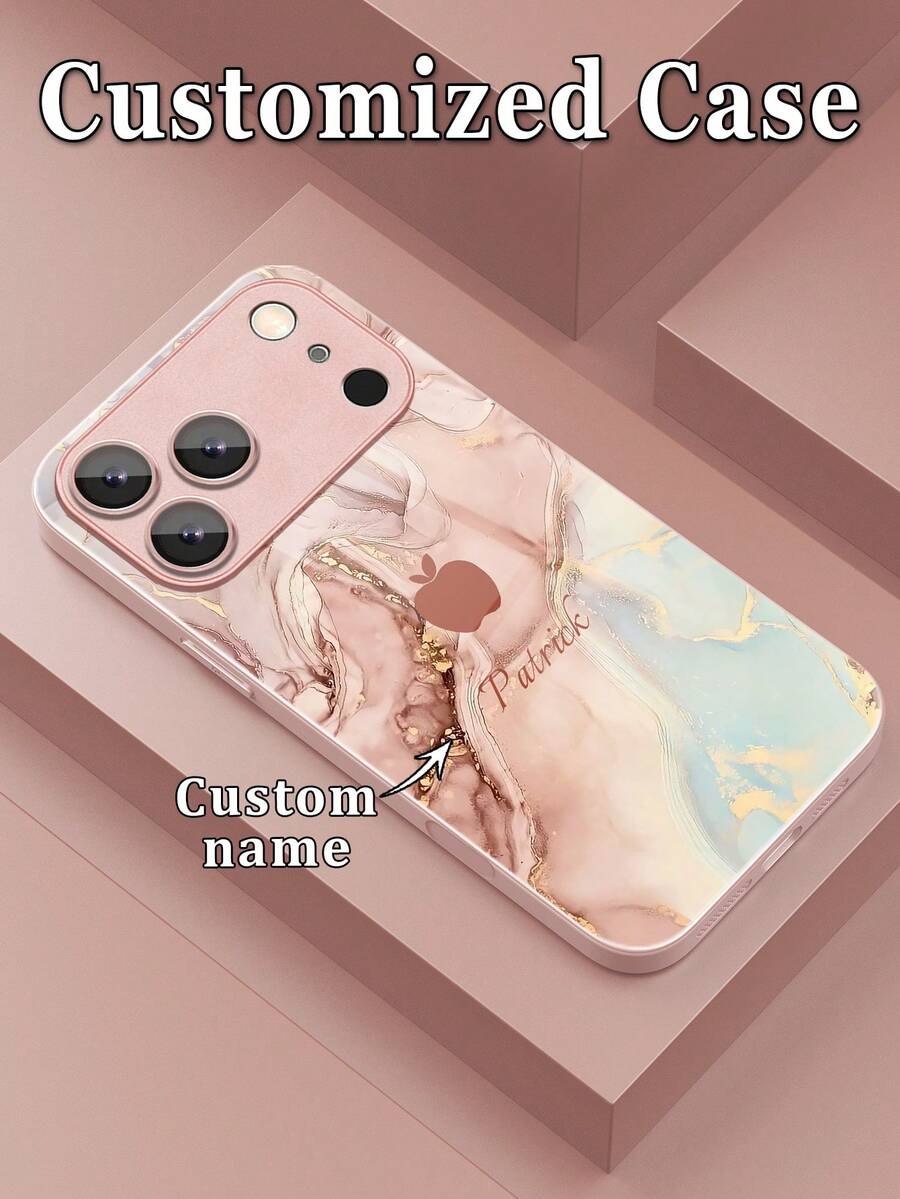 1 buah Casing Ponsel Kustom dengan Nama, Desain Apple Minimalis Marmer Warna-warni, Kreatif dan Personalisasi, Kompatibel dengan S24 Ultra/S25 Ultra dan Apple 17 Pro Max/16 Pro Max/15 Pro/14 Plus/13 Pro/12 Pro Max/11/Xs Max/8/7/6 Plus, Cocok sebagai Hadiah Ulang Tahun, untuk Pacar atau Penggunaan Pribadi, Versi Internasional, Bukan Versi Domestik - Berwarna merah muda - View 1