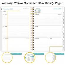 2026 Planner - Weekly Monthly Planner 2026 From January 2026 To December 2026, Planner 2026 With 12 Monthly Tabs, Inner Pocket, 6.4 X 8.5, Pink Floral - Pink Floral - View 3