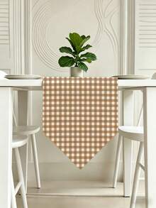 1pc,Crafted Table Runner,Modern Minimalist Plaid Triangular Table Runner,Pointed Irregular Table Runner,Microwave Oven Protective Cover,Pointed Irregular Tablecloth,Suitable For Dining Table,Coffee Table,Home Decor,Durable Kitchen And Dining Room Decoration,Dining Table Decor,Entryway Decor - Camel - View 1