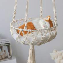 Hand-Woven Bohemian Style Hanging Cat Hammock, Includes Hanging Kit, Suitable For Indoor/Outdoor Home Decor, Ceiling Cat Room, Can Be Used For Playing, Sleeping, Climbing And Resting - one-size - View 8