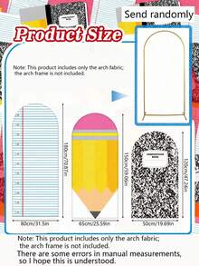 3pcs-Back To School Season Decorative Arch-Shaped Polyester Backdrop Cover, Notebook Paper Pencil Pattern Composition Round Top Background Cover, First Day Of School Classroom Decoration, Suitable For Back To School Classroom Student Portrait Photography, Back To School Party Decoration - Multicolor - View 8