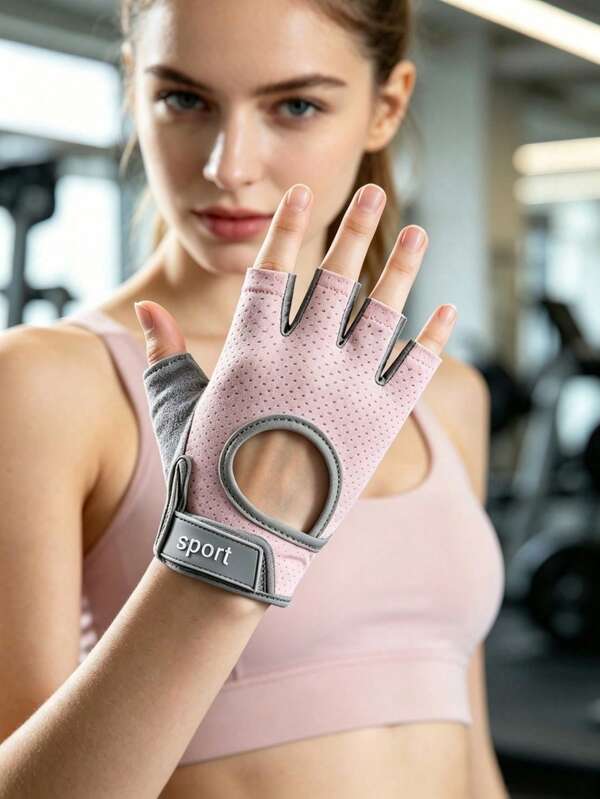 Guantes deportivos unisex 1 par, guantes de media dedo con amortiguación de aire antideslizante y absorción de impactos, estilo de seda de hielo transpirable para yoga y arte de hierro