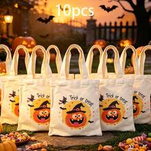 1/5/10pcs Cute Pumpkin Ghost Skeleton Bat Spider Black Cat Little Devil Lantern Pattern Halloween Theme Reusable Fabric Tote Shopping Bags Trick Or Treat Bags, Small Batch Multi-Piece Set Trick Or Treat Bags Storage Bags, Essential Halloween Shopping Gift Packaging Bags, Suitable For Christmas Decoration Indoor Outdoor Yard Garden Lawn Entrance Small Gifts, Essential Halloween Party Small Gift Storage Bags Gift Bags - Multicolor - View 62