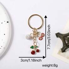 Korean Ins Style Alloy Drip Oil Cherry Keychain Full Diamond Fruit Pendant Fashion Versatile Bag Pendant Wholesale - Multicolor - View 3