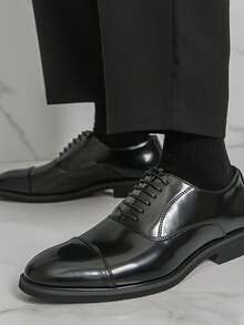 Men's Business Thick Sole Formal Loafers, PU Leather Shoes For Daily Wear And Parties - Black - View 5