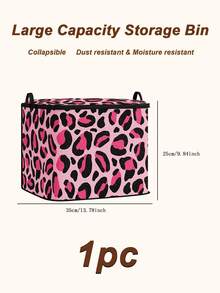 1pc Foldable Leopard Print Heart Pattern Storage Box, Large Capacity Zipper Storage Bag With Handle, Dust-Proof & Moisture-Proof Space-Saving, Suitable For Wardrobe, Bedding, Blankets, Toys And Seasonal Clothing,Bedroom Room Decor,Back To School - Multicolor - View 11