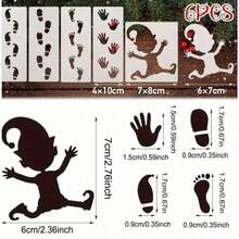 3/6/12pcs Christmas Elf Pattern Stencil Set, Includes Footprint And Handprint Patterns, Plastic Drawing Stencils, Christmas Footprint Pattern Stencils, Elf Handmade Craft Stencils, Elf DIY Pattern Stencils, Reusable PET Stencils, Suitable For Drawing Window Sill Elf/Footprint Pattern Christmas Decorations - A - View 9