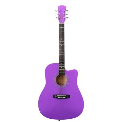 Purple 41-Inch Dreadnought Barrel-Shaped Cutaway Acoustic Guitar With Pick, Strings, Capo, Gig Bag, Tuner, Wrench Tool, And Shoulder Strap