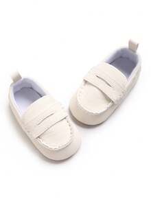 Sepatu Bayi Putih untuk Pra-Berjalan, Lapisan Dalam yang Bernapas dan Menutupi Seluruh Bagian, Sol Lembut Anti Selip, Sepatu Belajar Berjalan untuk Bayi Baru Lahir di Dalam Ruangan dengan Penurun Tumit Anti Selip - Putih - View 3
