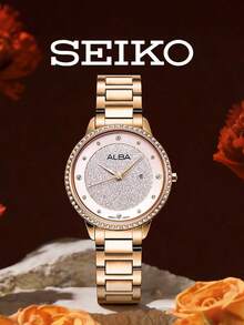Seiko 女款玫瑰金石英手錶 閃亮錶盤 水晶錶圈 腕錶 約會之夜 週末早午餐 週年慶祝 送給她的禮物 - 玫瑰金 - 查看 3