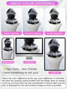 alicegarden 18-Inch Long Synthetic Wig Featuring A Natural Curly Hair Look A A Stunning Multicolor. Designed With Bangs , This False Hairpiece Is Perfect For Ms Daily Party Cosplay Use, Offering A Natural And Natural Durable Wig Gift For Ladies. - Multicolor - View 11
