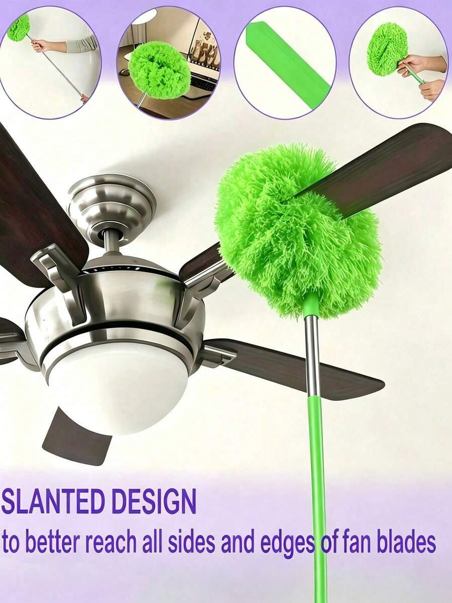 Extendable Ultra-Fine Fiber Ceiling Fan Duster Cleaner Adjustable From 13 To 31.5 Inches Washable Suitable For High Ceilings Furniture And Car Cleaning Fan Cleaner Multipurpose Dust Cleaner Easy To Clean Dust Household Items Cleaning Tools