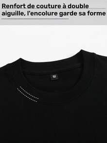 Herbst Outfit, Men's T-Shirt 100% Cotton With Short Sleeves And Letter Print, Fast Local Delivery - 黑色 - 查看 3