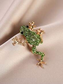 1 pieza Broche de rana con strass personalizado y creativo, adecuado para fiestas, uso en vacaciones, también adecuado como regalo para amigos - Verde - Ver 2
