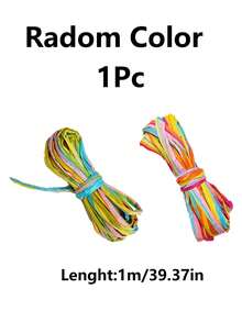 5m Multicolor Raffia Paper Rope Ribbon, Suitable For Gift Wrapping, Floral Arrangement And Wedding Bouquet, Party Decoration Paper Rope - Multicolor - View 8