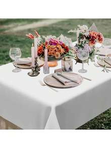1pc Plastic Tablecloth, 54 X 108 Inch Disposable Tablecloth, Suitable For Parties, Picnics And Weddings, Rectangular, Multiple Colors Available - Square Tablecloth - View 6