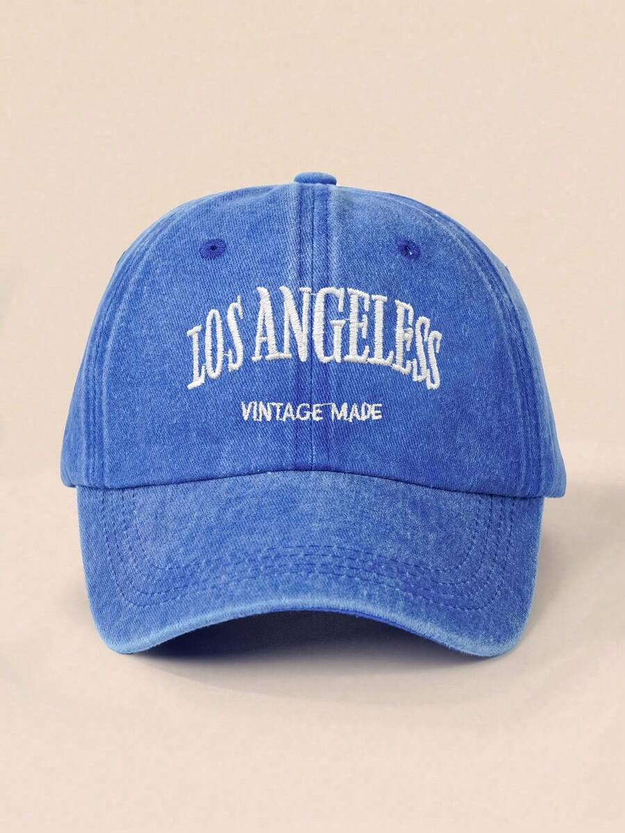 1pc Unisex Kids Embroidered Letter LOS ANGELES Y2K Style Sun Protection Breathable Versatile Baseball Cap Suitable For Spring And Autumn Outdoor Casual Wear - Sapphire - View 1