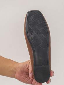 Plus Size 35-43 Spring/Summer New Fashion Casual Dark Flat Slip-On Square Toe Woven Texture Soft Sole Lightweight Comfortable Anti-Slip Wear-Resistant Versatile Ballet Shoes For Daily Commute - Dark Brown - View 8