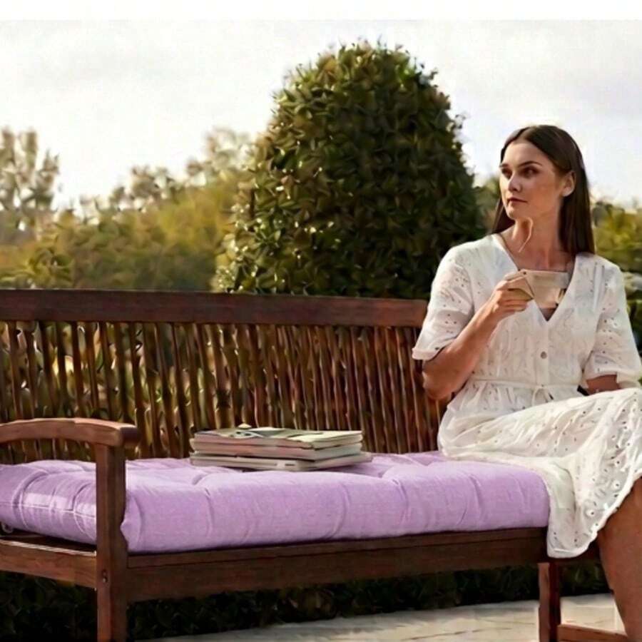 100x45 Cm Soft Fiber-Filled Bench Cushion, Single Seat Cushion (Bottom Part Only) - Purple - View 1